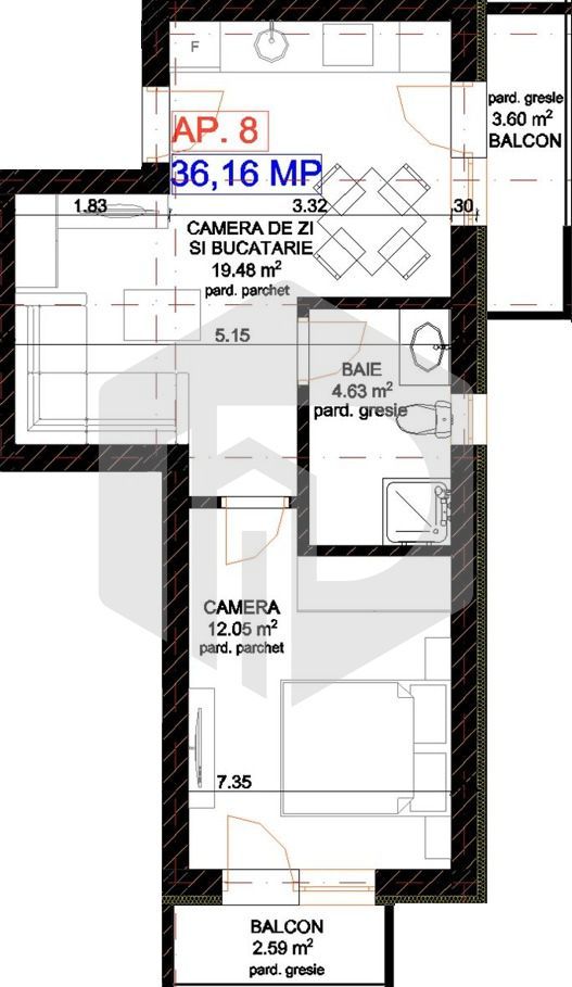 Apartament 2 camere - Rahovei- Etaj 2 | 2 Balcoane - Dedeman - Poză 2