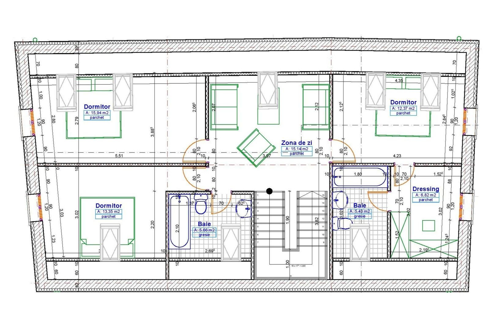 Casă modernă cu garaj și 4 dormitoare, aproape de Piața Sfatului - Schiță 33