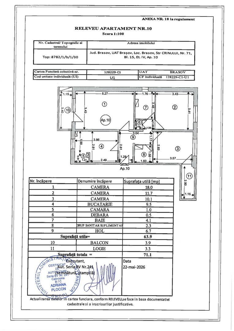 Apartament decomandat cu 3 camere in Florilor, strada Crinului - Schiță 26
