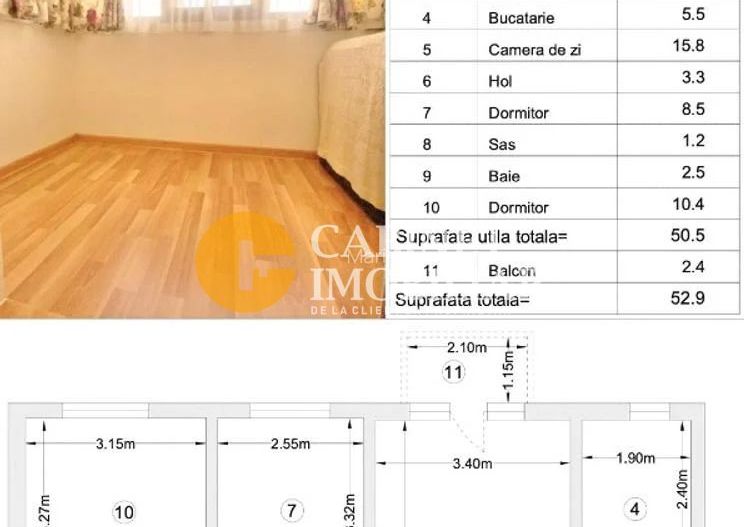 3 Camere Semidecomandat- Etaj intermediar-Zona Alexandru cel Bun - Poză 13