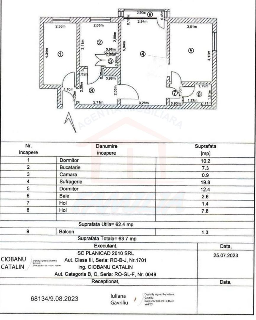 Vanzare apartament cu 3 camere(Neacsu)Micro 19, sup 64 mp, 78.000 euro - Poză 7