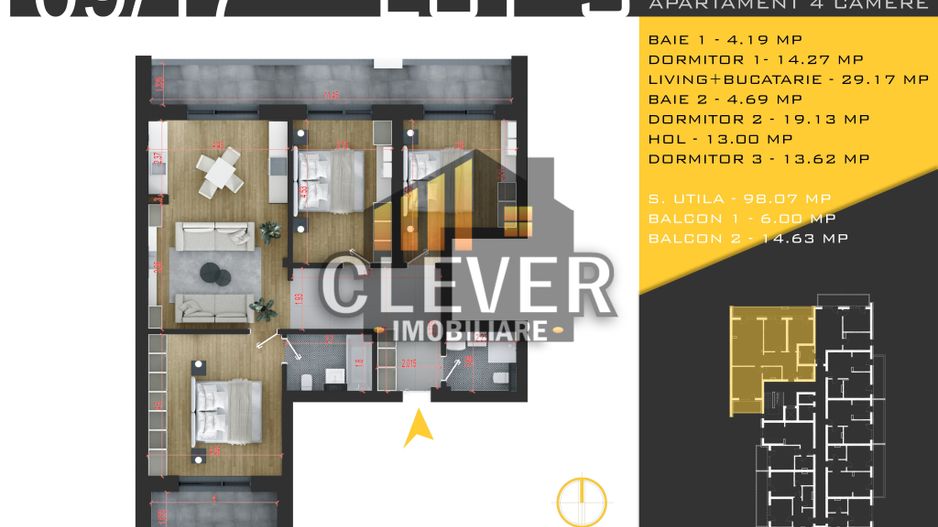 Apartament 4 Camere în Complex Privat P+3E, Pallady - Schiță 11