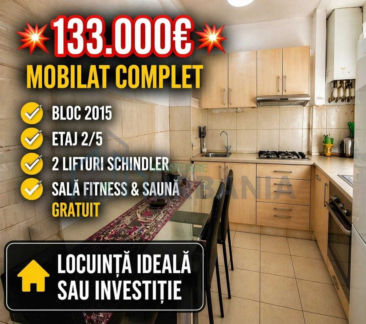 Apartament 2 camere, Bellevue Residence Copou, Iasi - 57 mp, mobilat, 2 balcoane - Poză 8