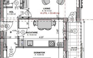 Apartament 2 camere decomandat, zona Doamna Stanca - Schiță 1