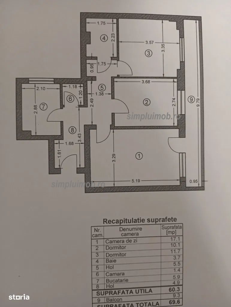 Decomandat Renovat 3 Camere Pantelimon - Schiță 8