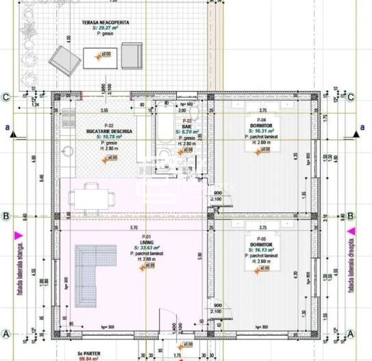 Casă individuală pe un nivel, intabulată, terasă 30 mp, Cristian - Schiță 7