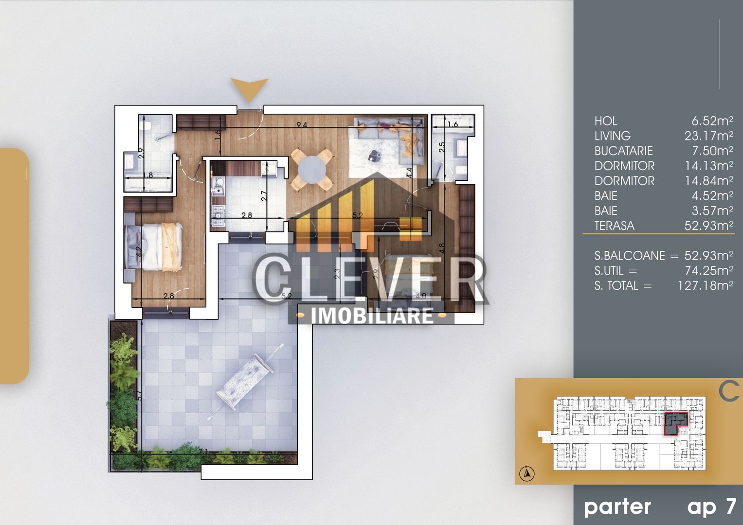 3 Camere-Terasa generoasa-700m Metrou N. Teclu Pallady - Schiță 6