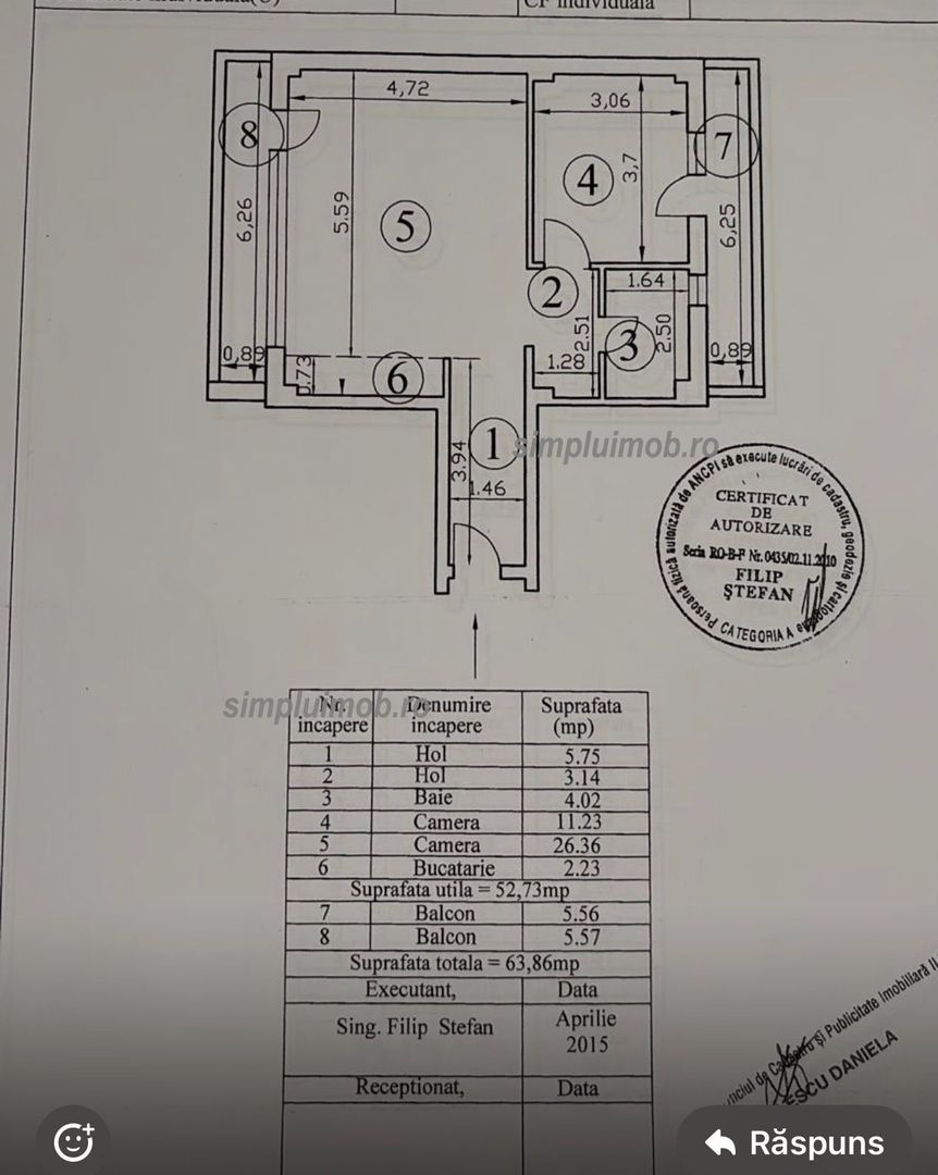 2 camere 64 mp decomandat centrala proprie an 2017 - Poză 6