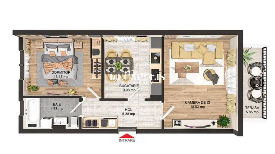 Apartament 2 camere Finisat - Poză 3