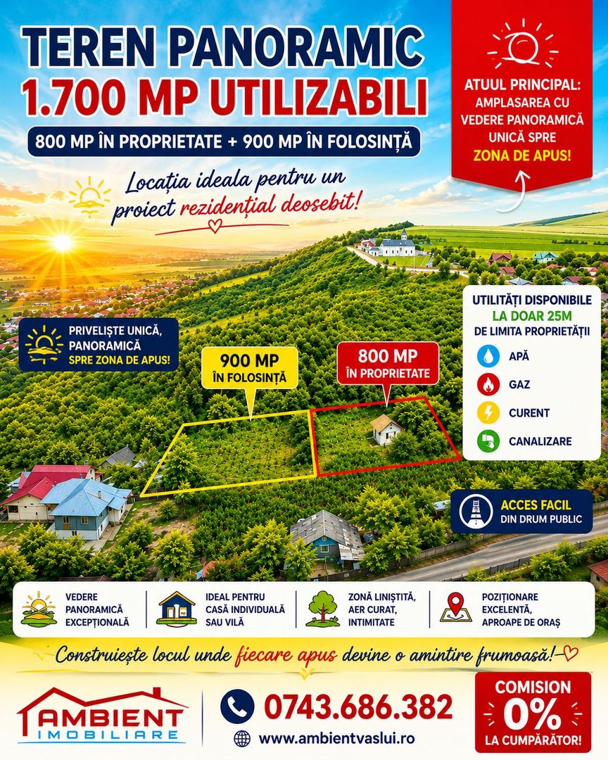 TEREN CU PRIVELIȘTE PANORAMICĂ EXCEPȚIONALĂ – 1.700 MP, ZONA GURA BUSTEI; - Poză 1