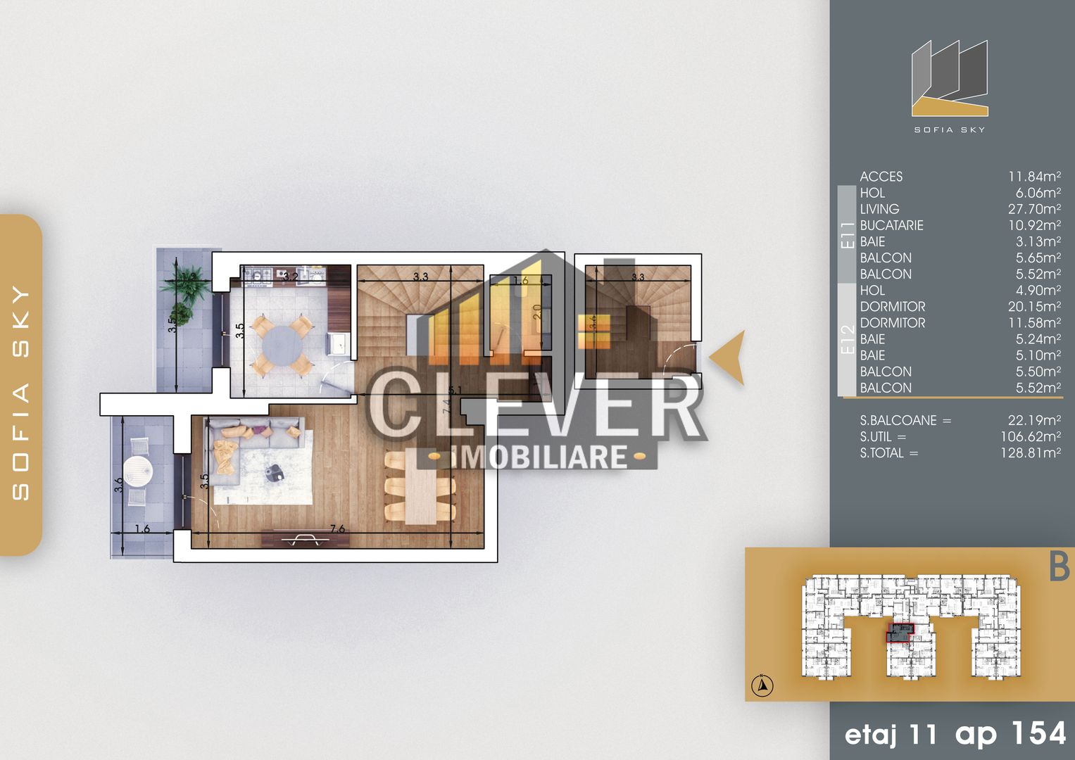 Apartament Duplex 3 camere Finalizat, Pallady - metrou teclu - Poză 3