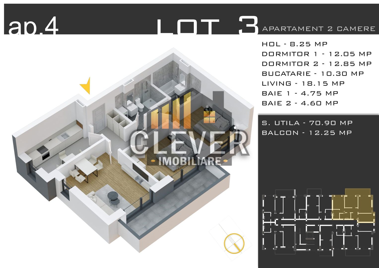 Apartament 3 Camere decomandat mp - Pallady - Comision 0% - Poză 2