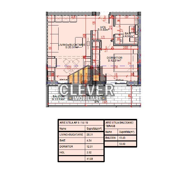 Apartament 2 cam bloc nou în Zona Pallady metrou Teclu - Schiță 5