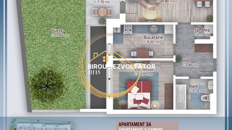 Decomandat Gradina proprie Intimitate Comfort Pallady Titan Metrou STB - Schiță 2