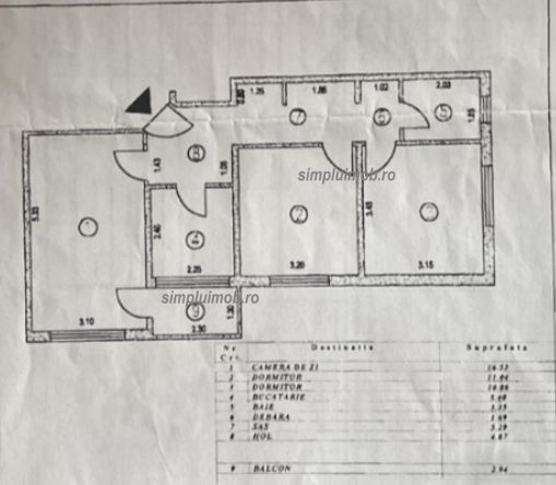 Decomandat parcare etaj intermediar 3 camere Bulevardul Chisinau - Schiță 8