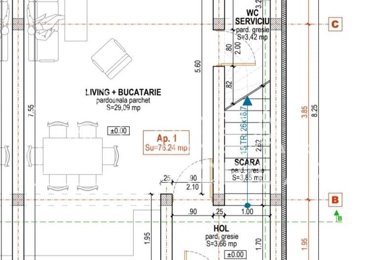 Casa Insiruita cu 3 camere, 76 mp utili, Calea Cisnadiei - Schiță 16