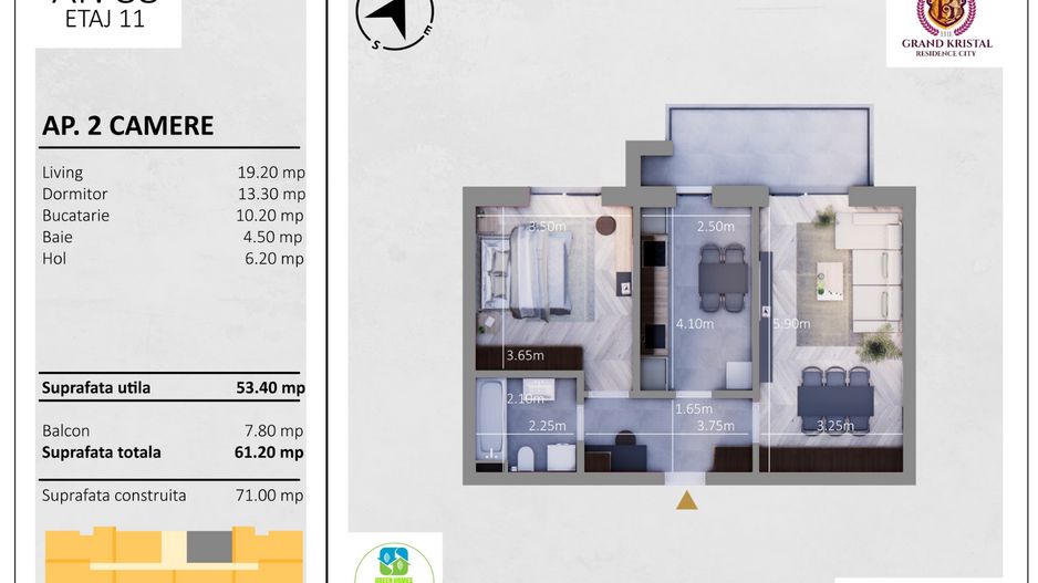 Apartament cu 2 camere, decomandat, finisaje moderne, zona Rond Metro - Poză 9