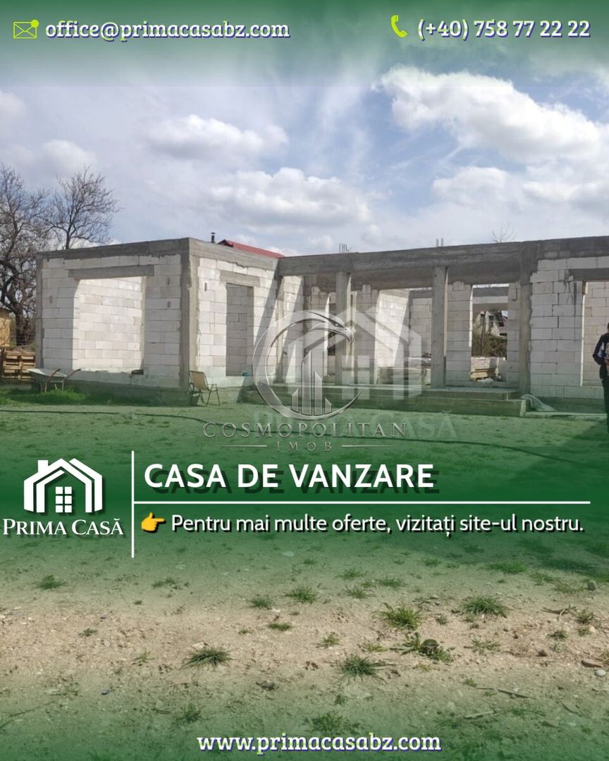 Casa in constructie si teren in Vernesti BZ SC=150mp teren=509mp d=20m - Poză 1
