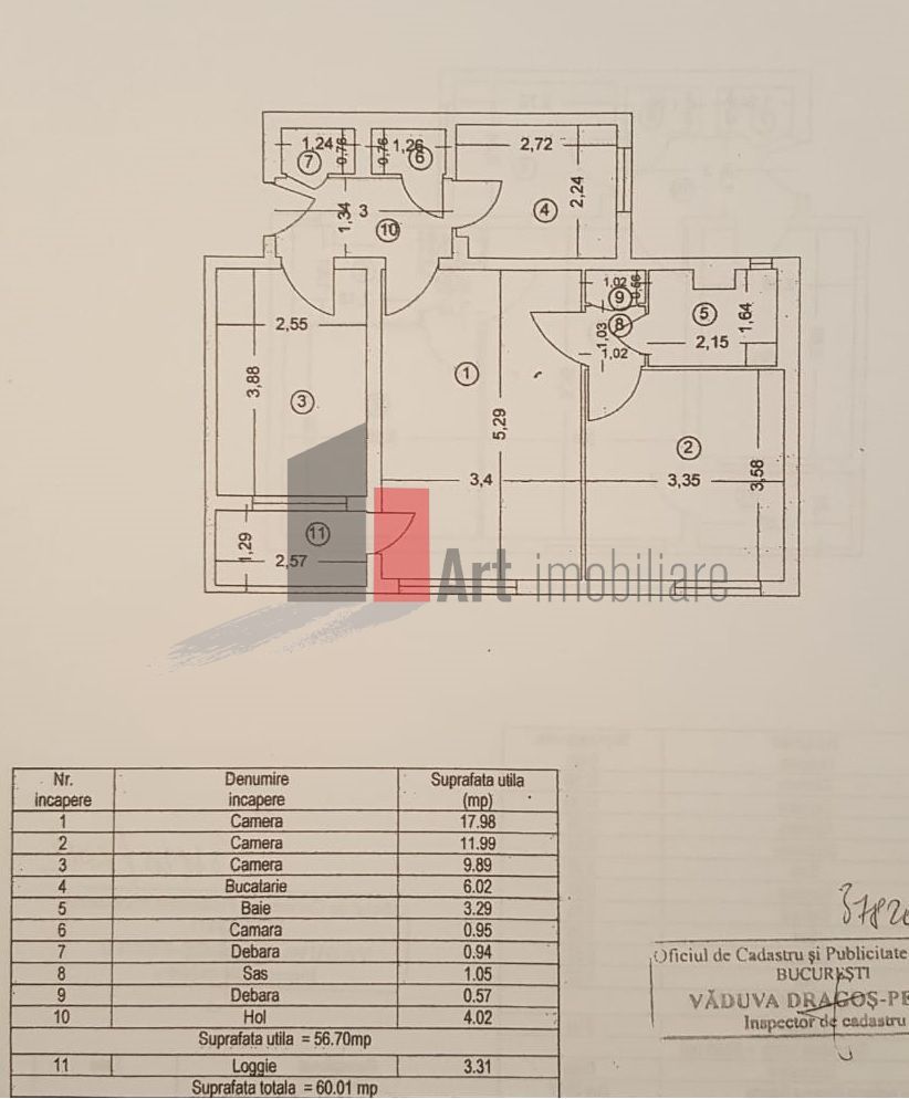 Apartament 3 camere 50m Metrou N. Grigorescu - Schiță 14