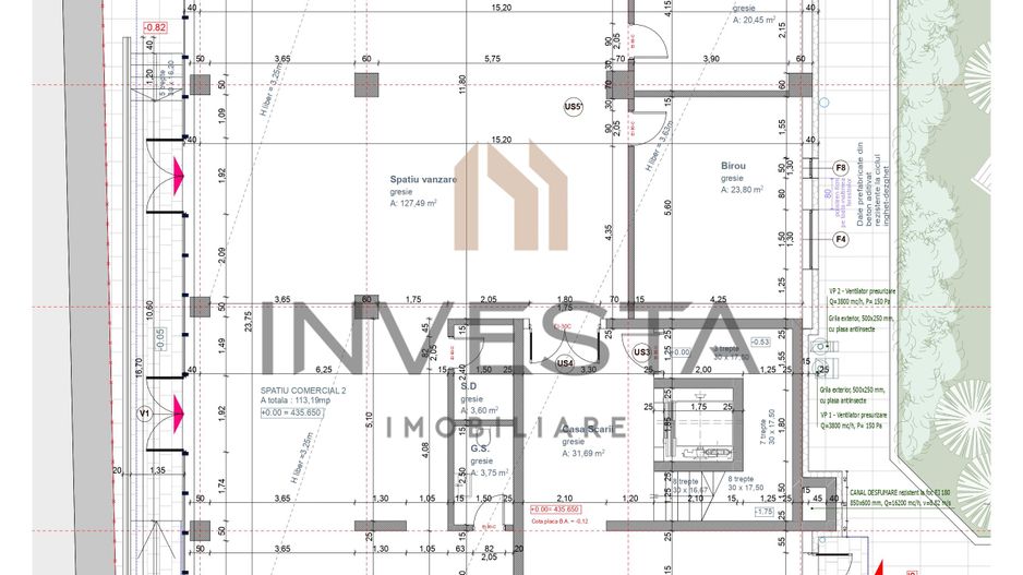 Spatiu comercial de inchiriat! 282mp in zona Grand Hotel Italia - Schiță 12