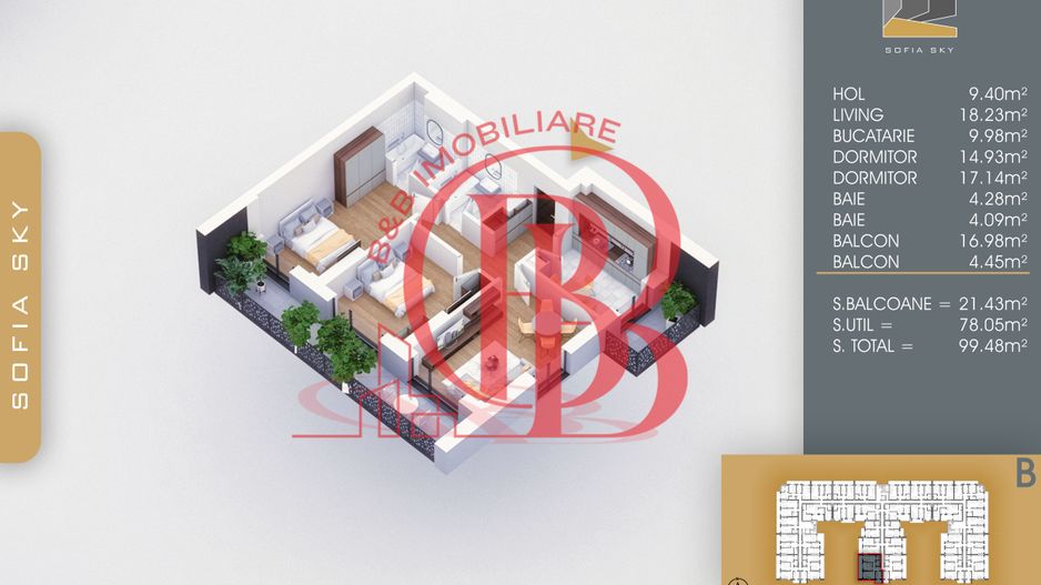 7min Metrou Nicolae Teclu 3 Camere Bloc Finalizat-Th Pallady - Schiță 2