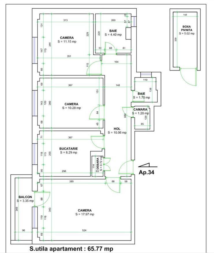 Apartament decomandat cu 3 camere, 66 mp., Calea București - Poză 13