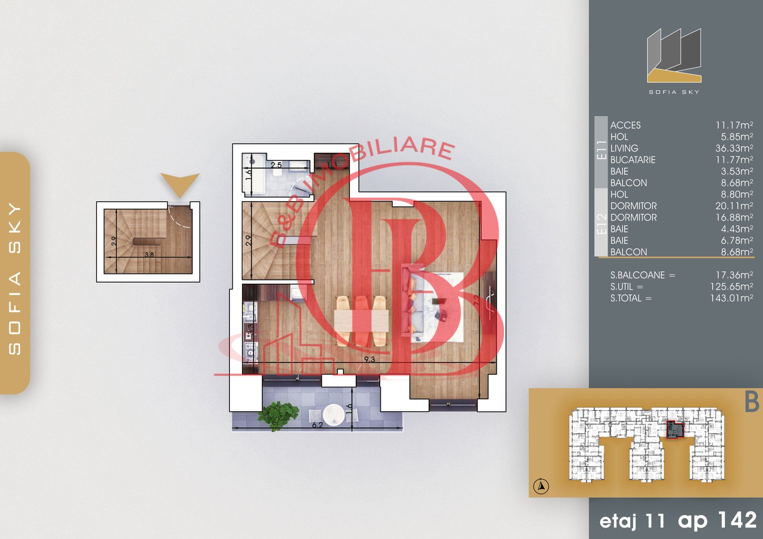 3 camere tip Duplex Living 36mp Mutare Rapida 7min metrou - Schiță 2