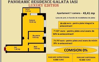 Apartament decomandat de vanzare in Iasi, Galata, 43,41 mp, bloc nou - Poză 2