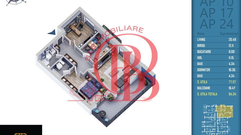 3 camere incalzire prin pardoseala Titan Pallady 5 min statia STB - Schiță 11