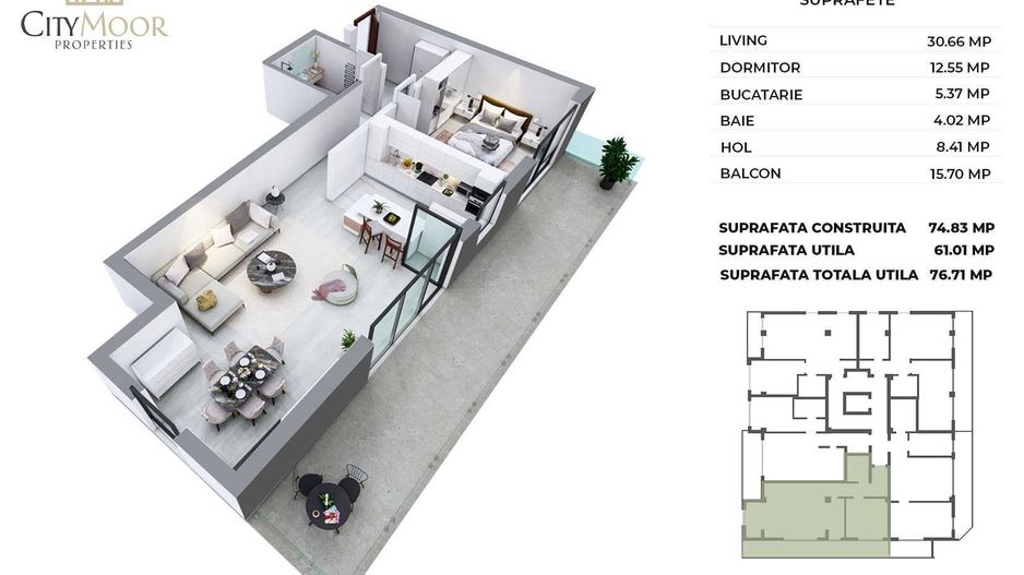 Închiriere Apartament 2 camere Decebal, ansamblu rezidential nou, pretabil birou - Poză 8