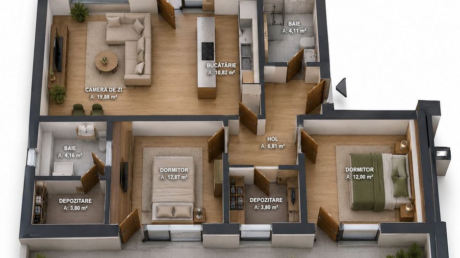 Apartament 3 camere de vânzare - Schiță 22