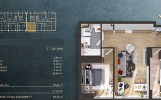 Apartament 2 camere semifinisat Elite City, Etaj Intermediar! - Poză 3