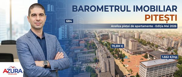 Barometrul Imobiliar Pitesti — Mai 2026: 684 apartamente, 70,8 mil. EUR oferta, 1.662 EUR/mp media orasului