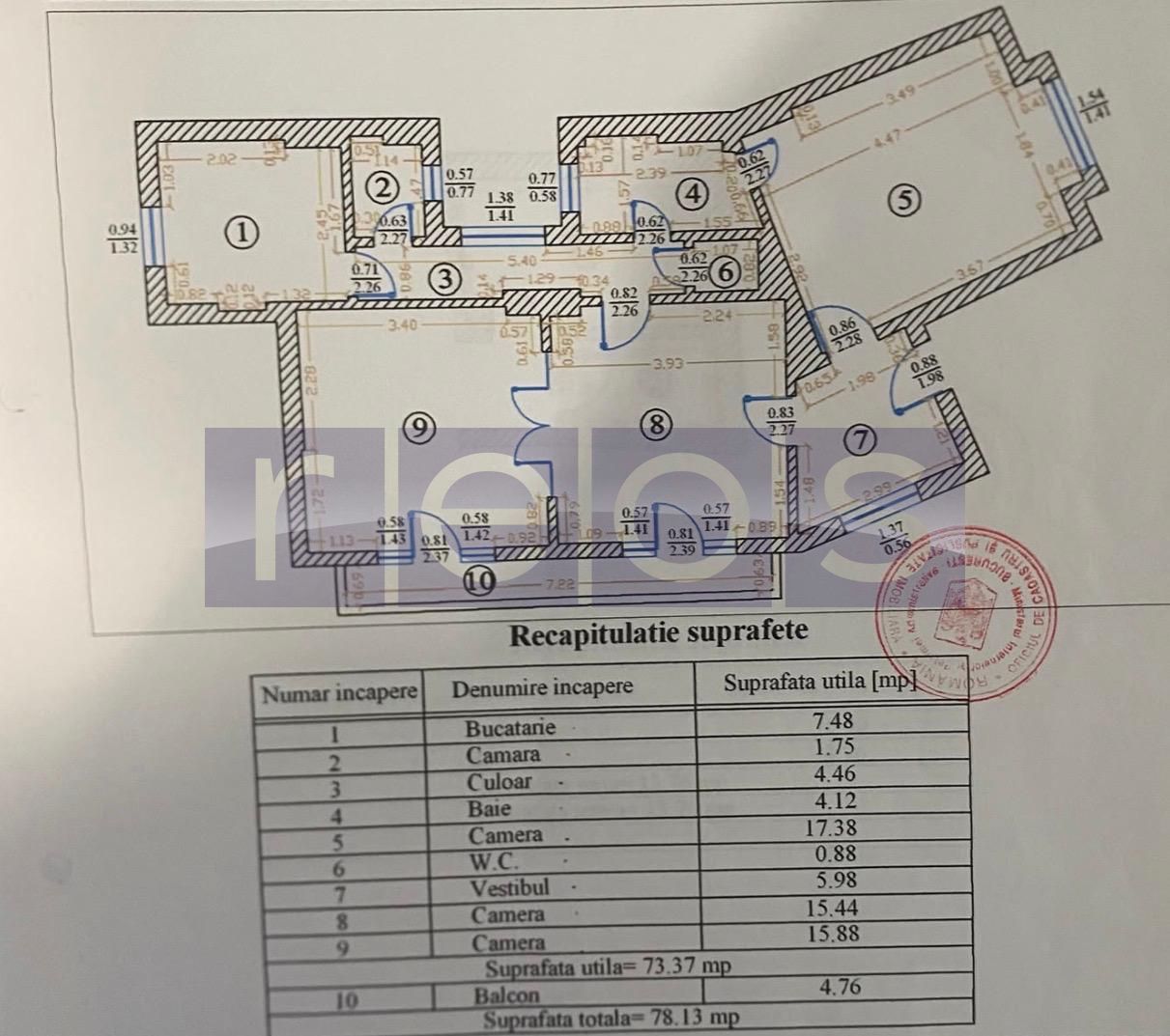 VANZARE 3 CAMERE | 73MP | BLOC TIP VILA | EMINESCU-PIATA SPANIEI | - Schiță 18