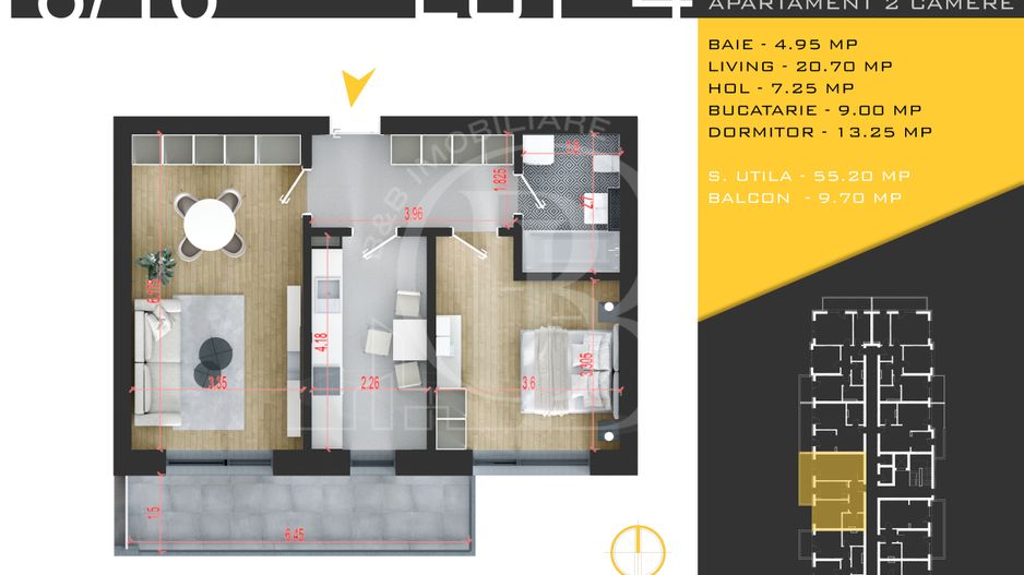2 camere  Titan Pallady  Metrou Nicolae Teclu - Schiță 1