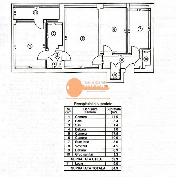 Apartament 3 camere, 2 băi – Obor / Iancului – complet renovat - Schiță 9