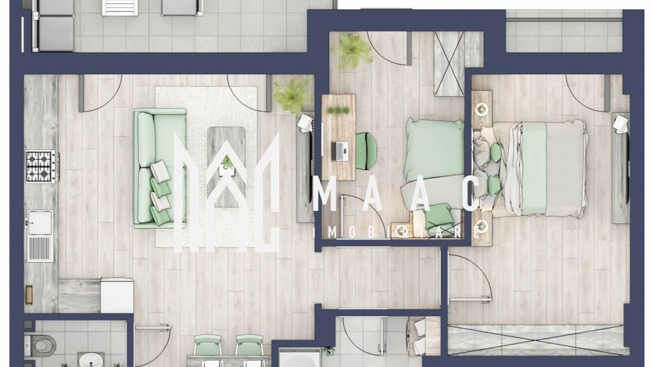Apartament 3 camere | Balcon 10.6 mp | Etaj 1 | Turnisor - Poză 1