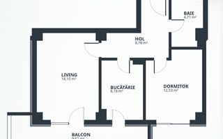 De vanzare apartament cu doua camere in bloc nou, Iasi - Schiță 1