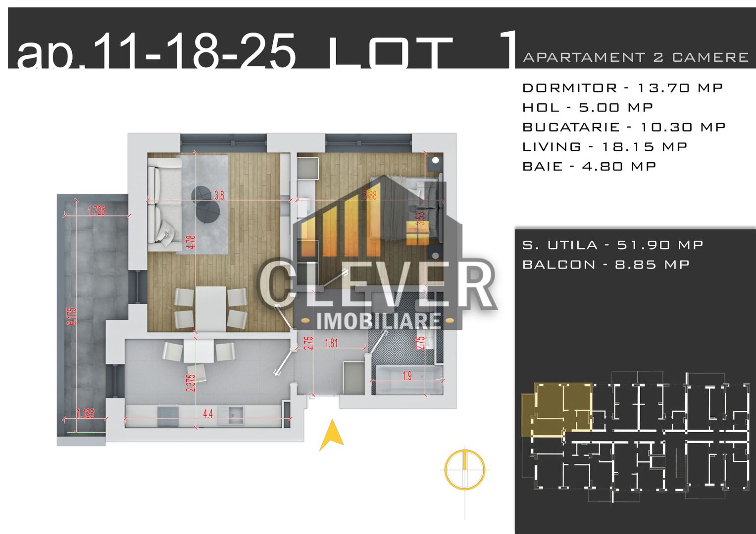 Apartament decomandat 2 camere Metrou Nicolae Teclu - Poză 2
