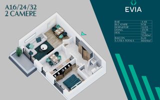 Apartament Premium 2 camere 12 min Metrou Teclu-Th. Pallady - Schiță 2