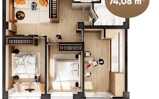 Vânzare, apartament, 3 camere, str. Nicolae Dimo, Durlești - Poză 1