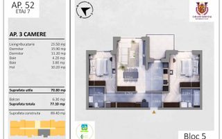 Apartament 3 camere, mutare rapida, proiect rezidential nou si modern - Schiță 13