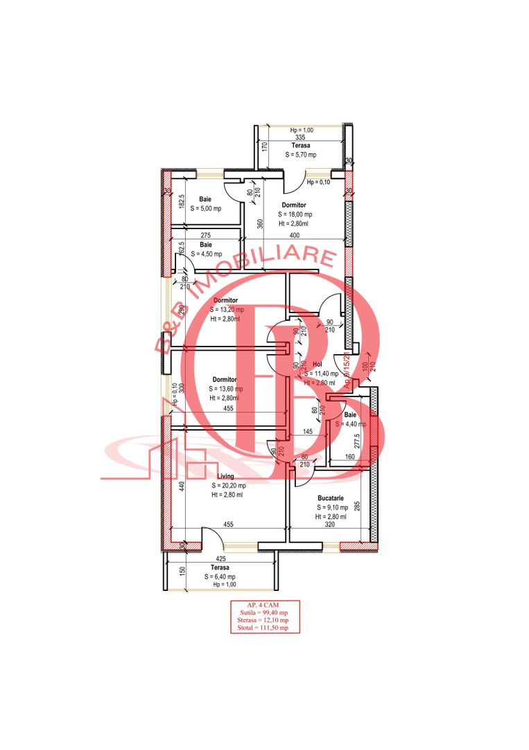 Apartament 4 camere 3 Bai Suprafata Generoasa Pallady Sector 3 - Schiță 2
