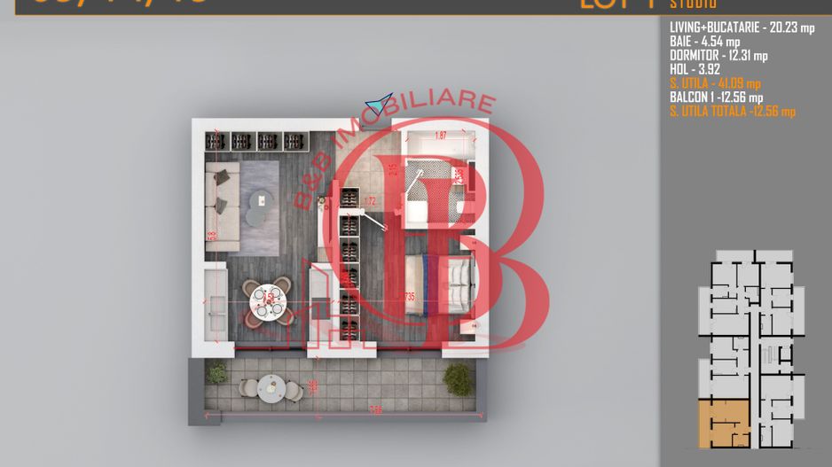 Apartament 2 camere Modern-Theodor Pallady Metrou Teclu - Schiță 2