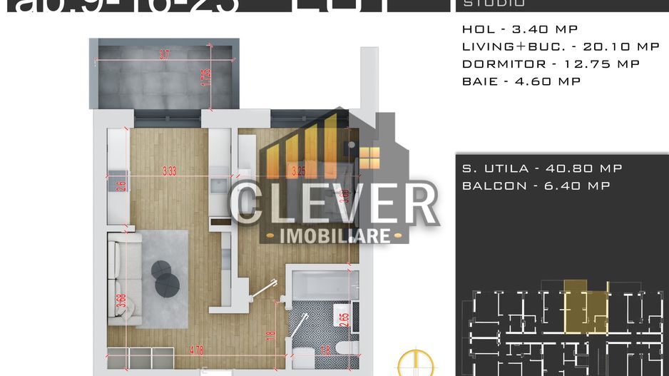 Studio 2 camere, Promo Parcare și Finisaje la Alegere, Pallady - Schiță 8