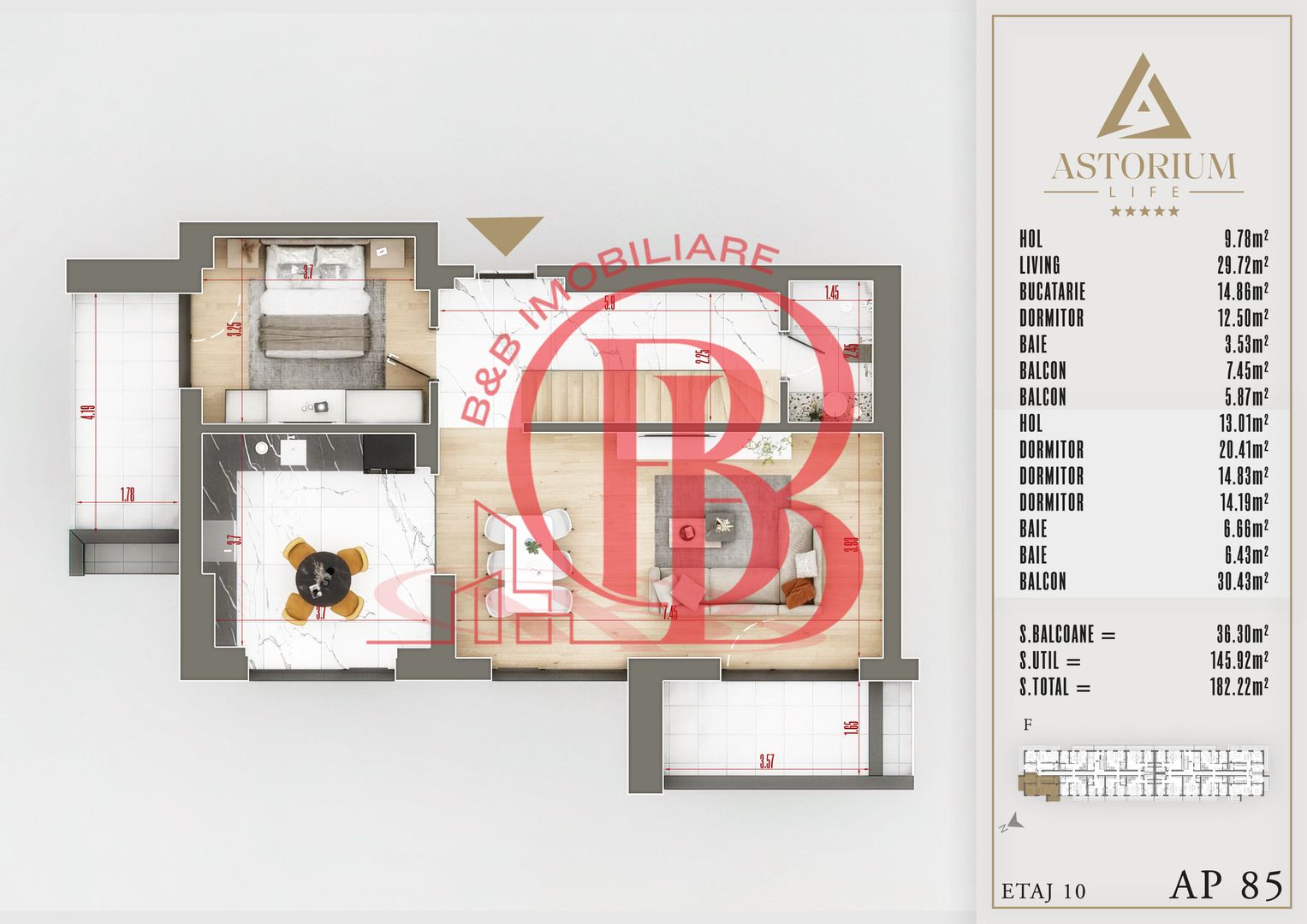 4 camere Duplex  Proiect Premium Titan Pallady - Schiță 5