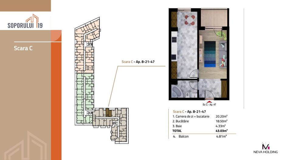 🏡 Studio modern | 43 mp utili | Ansamblu nou | Gheorgheni – Soporului - Poză 2
