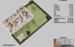 {CURTE 257 MP} Apartament 4 camere - 2 bai | DECOMANDAT - Schiță 1