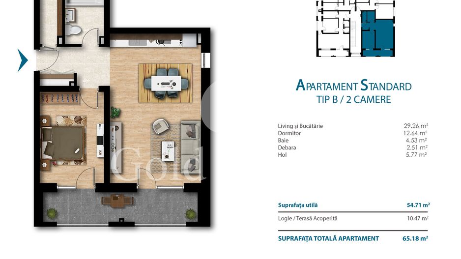 Apartament cu 2 camere, 55 mp utili, bloc nou, cartier Unirii - Schiță 12