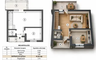 Vila individuala Bucium, 3 camere, curte proprie, mobilata complet, - Schiță 19